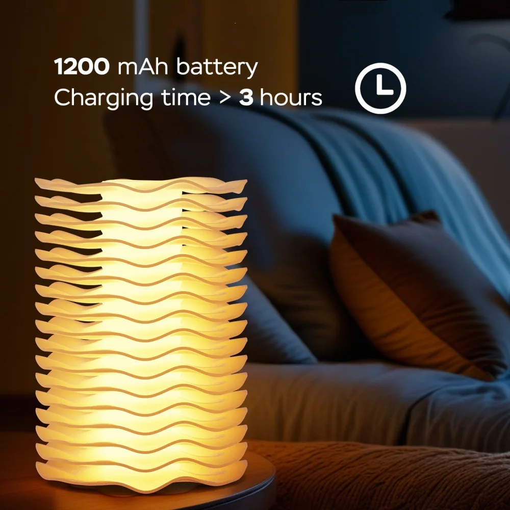 RGB Nachtlicht Wellenform Dekor Stimmung Tischleuchte Touch oder Fernbedienung Dimmen Schreibtischlampe für Schlafzimmer Wohnzimmer Weihnachtsgeschenk