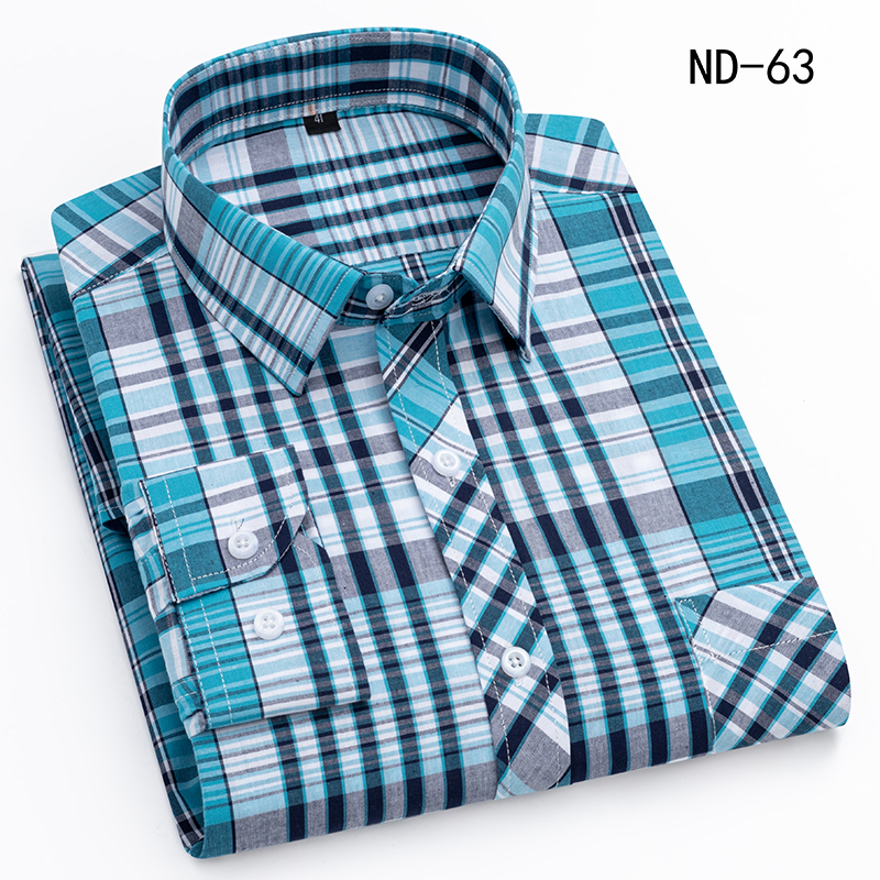 Nuevas camisas a cuadros de algodón para hombre, manga larga, un solo bolsillo, ajuste Regular, suave, fácil cuidado, vestido clásico, camisas casuales, ropa para hombre