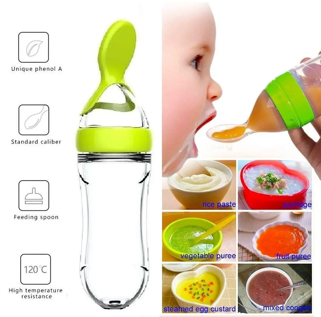 บีบขวดนมถ้วยซิลิโคนทารกแรกเกิด Pacifier การฝึกอบรมช้อนข้าวทารกธัญพืชอาหารเสริม Feeder บนโต๊ะอาหาร