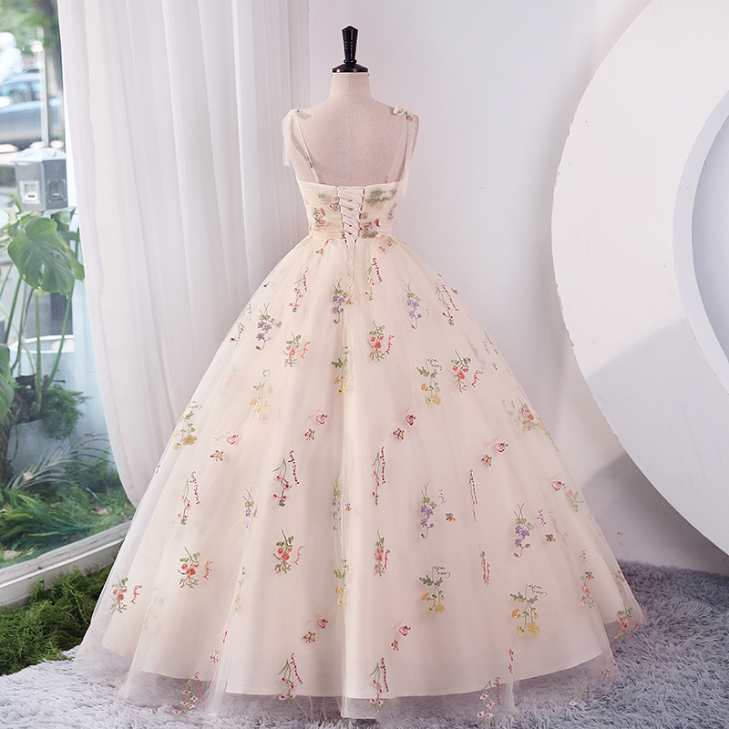 Robe longue de luxe brodée de fleurs pour femmes, tenue de soirée de mariage, de tir, de fête d'été, pour Occasions formelles, réception, 2024