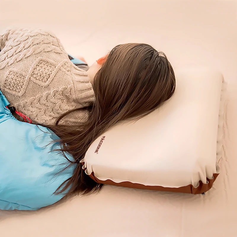 PACOONE-almohada autoinflable para acampar, almohada de esponja ultraligera 3D, almohada inflable automática para viajes al aire libre