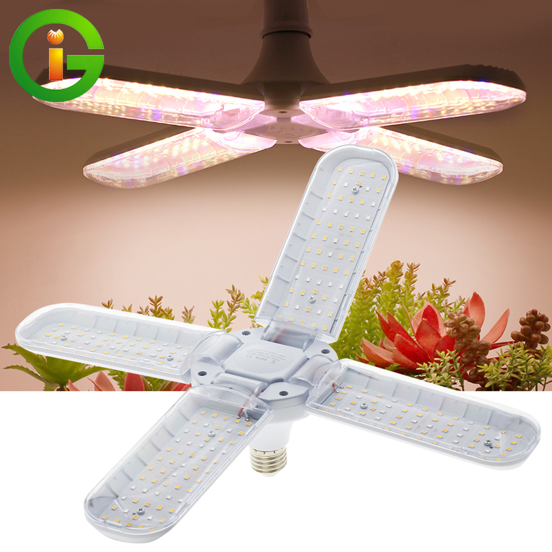 24W 36W 48W faltbares LED-Wachstumslicht Vollspektrum Lila Rotes Licht E27 Phytolamp-Birne für Zimmerpflanzen Aussaat Veg-Wachstumslampe