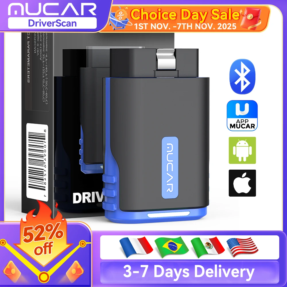 MUCAR DriverScan OBD2 Сканер Bluetooth, инструмент двунаправленного сканирования всей системы. Диагностика уровня оригинального оборудования. Активное тестирование/активация с более чем 15 сервисными функциями.