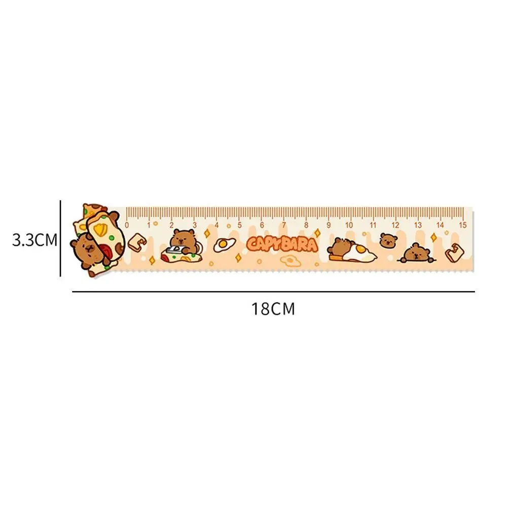 Capybara 눈금자 학교 사무용품 아크릴 드로잉 도구, 물결 라인, 귀여운 만화 학교 문구, 15cm, 신제품
