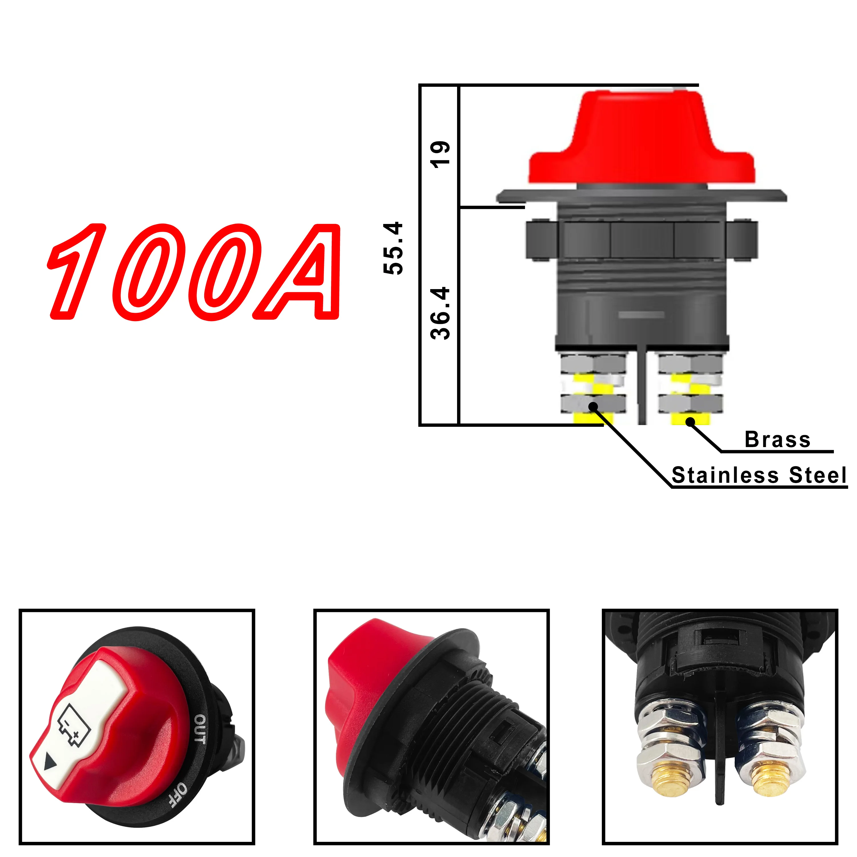 Interruptor de desconexión de batería de coche a prueba de agua, aislador de corte maestro para motocicleta, Camper, RV, ATV, UTV, 50A, 100A, 200a