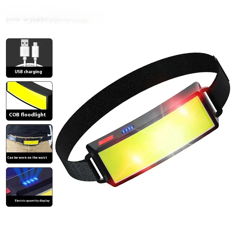 Linterna frontal recargable superbrillante LED COB 180 °   Luz de cabeza impermeable para correr al aire libre, pescar, acampar, senderismo, linterna