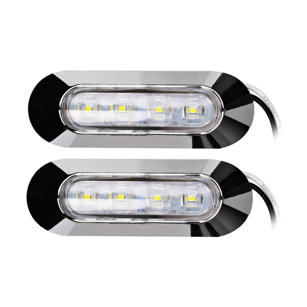 防水LEDマリンボートローブライト、サイドマーカー、インテリア、華やかなトランスフォーム、白、12-30v、6led、2個