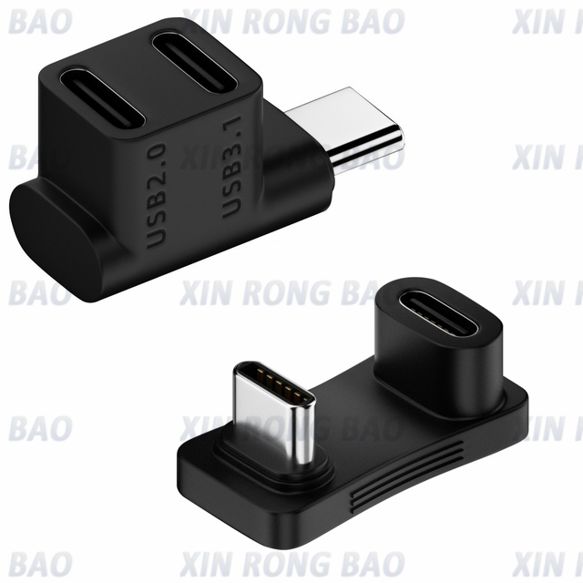 Adaptador USB tipo C para ordenador portátil y tableta, extensor de ángulo recto PD 3,2 W, 90 grados, 100, 10Gbps, carga rápida