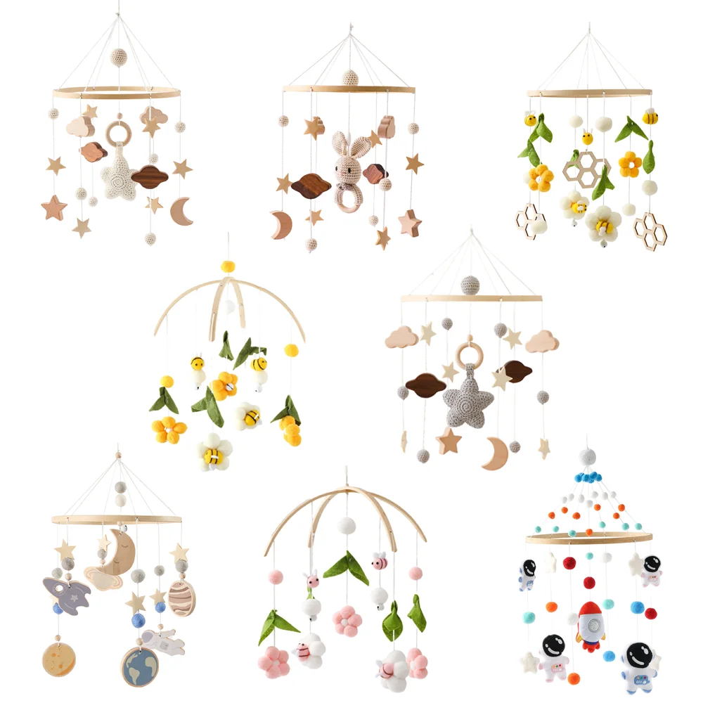 Baby Mobile Wooden 0-12 Months Rattle Toys On The Bed Newborn Crib mobile With Music Box Bed Bell Hanging Toys Crib Bracket