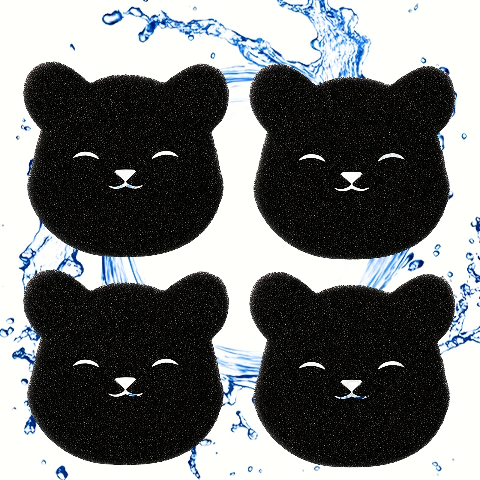 Esponja pegajosa do cabelo da lavanderia em forma de urso de 4 pces: removedor reutilizável do cabelo do animal de estimação, esponja de limpeza anti-enrolamento, ferramenta da remoção do cabelo