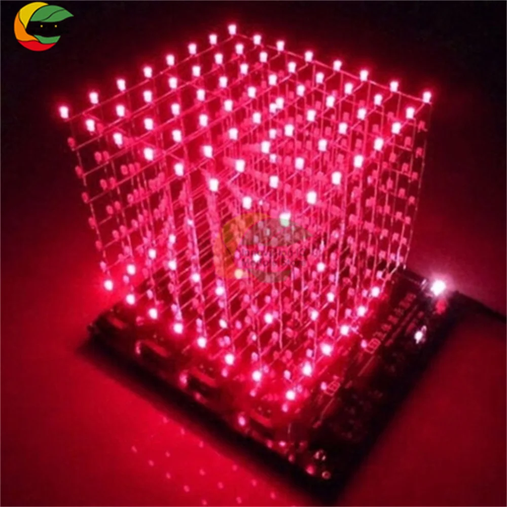 3D 8x8x8 Color Light Cube DIY Kit 8x8x8mm Led Light Cube Parts Computer Music Spectrum Microcontroller Electronics DIY Maker Kit