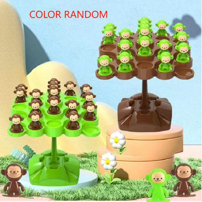 Monkey Balance Tree Focus Balance Training Children's Toys Folding Music Series Parent Child Interactive Board Game（Color Rando）