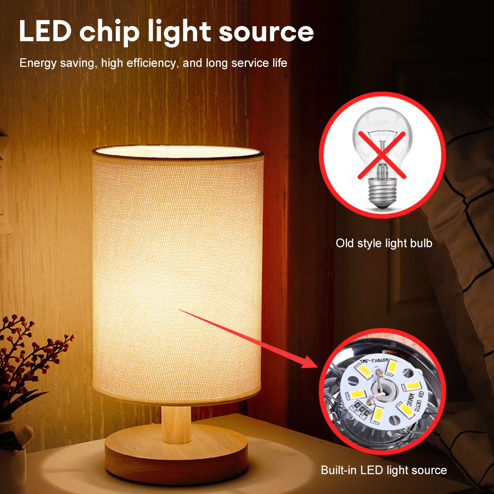 Massivholz Nacht lampe neue Leinen Tisch lampe LED Schreibtisch lampe Augenschutz Nachttisch lampe USB angetrieben neben Lampe Schlafzimmer Dekor