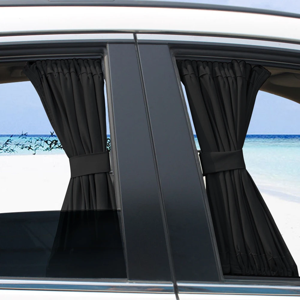 Parasol Universal para coche, cortina para ventana lateral, protección Uv plegable, tela pura negra, cubierta para persianas, estilo de coche, 2 uds.