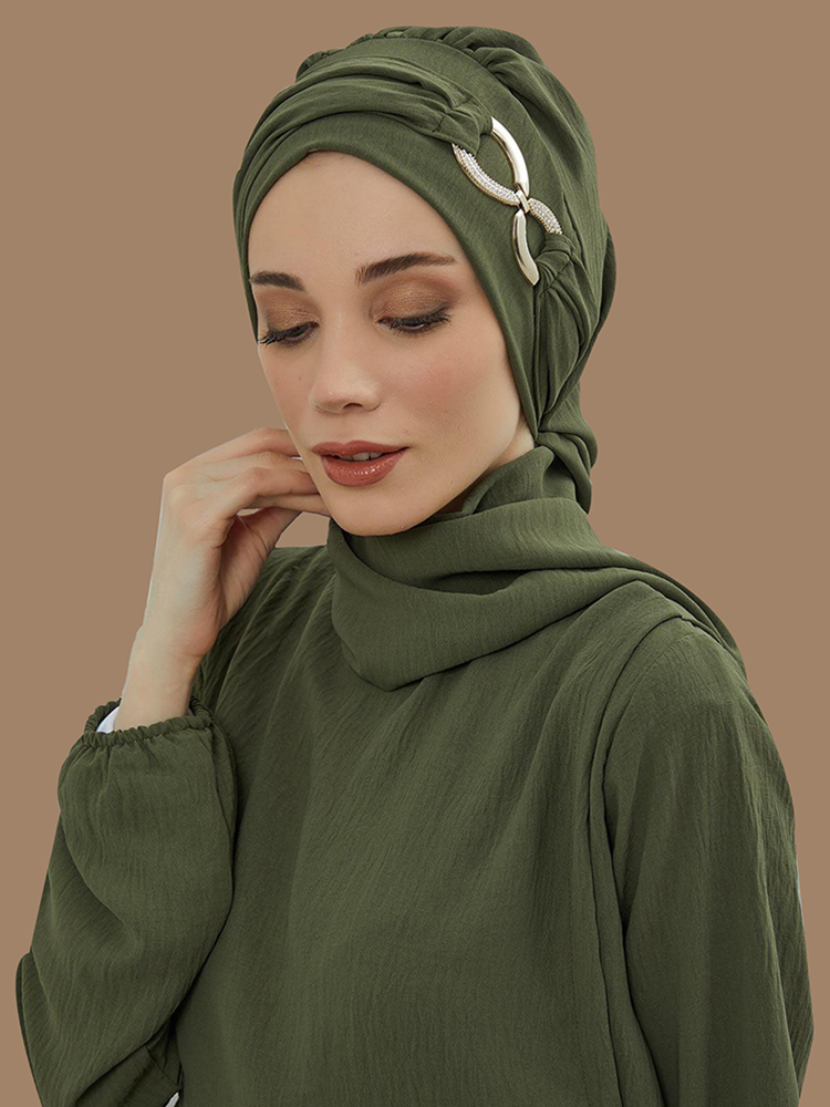 Instant tulband sjaal hoofd tulbanden hijab vrouwen hoofddeksels met unieke accessoires vlinder metalen gesp ontwerp