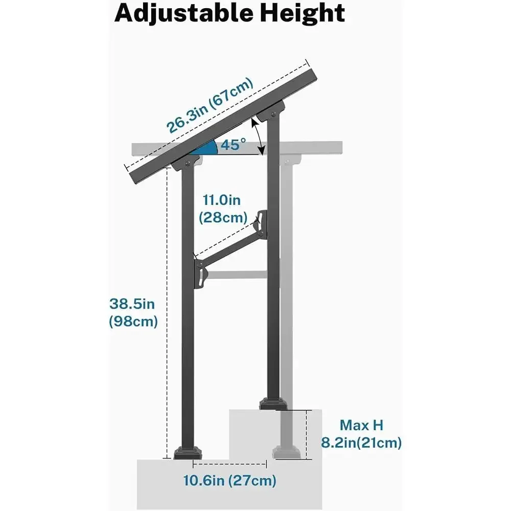 Outdoor Indoor Handrails Steps Adjustable Wrought Iron Railings Stair Railing Easy Install Safety Support Durable Non Slip