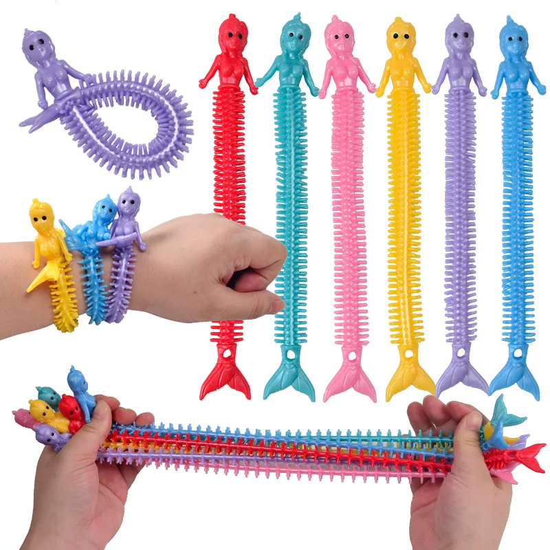 1-6 uds divertido unicornio tirar gusano fideos Fidget juguetes cuerda elástica TPR cuerda juguetes antiestrés cuerda alivio del estrés autismo ventilación juguete