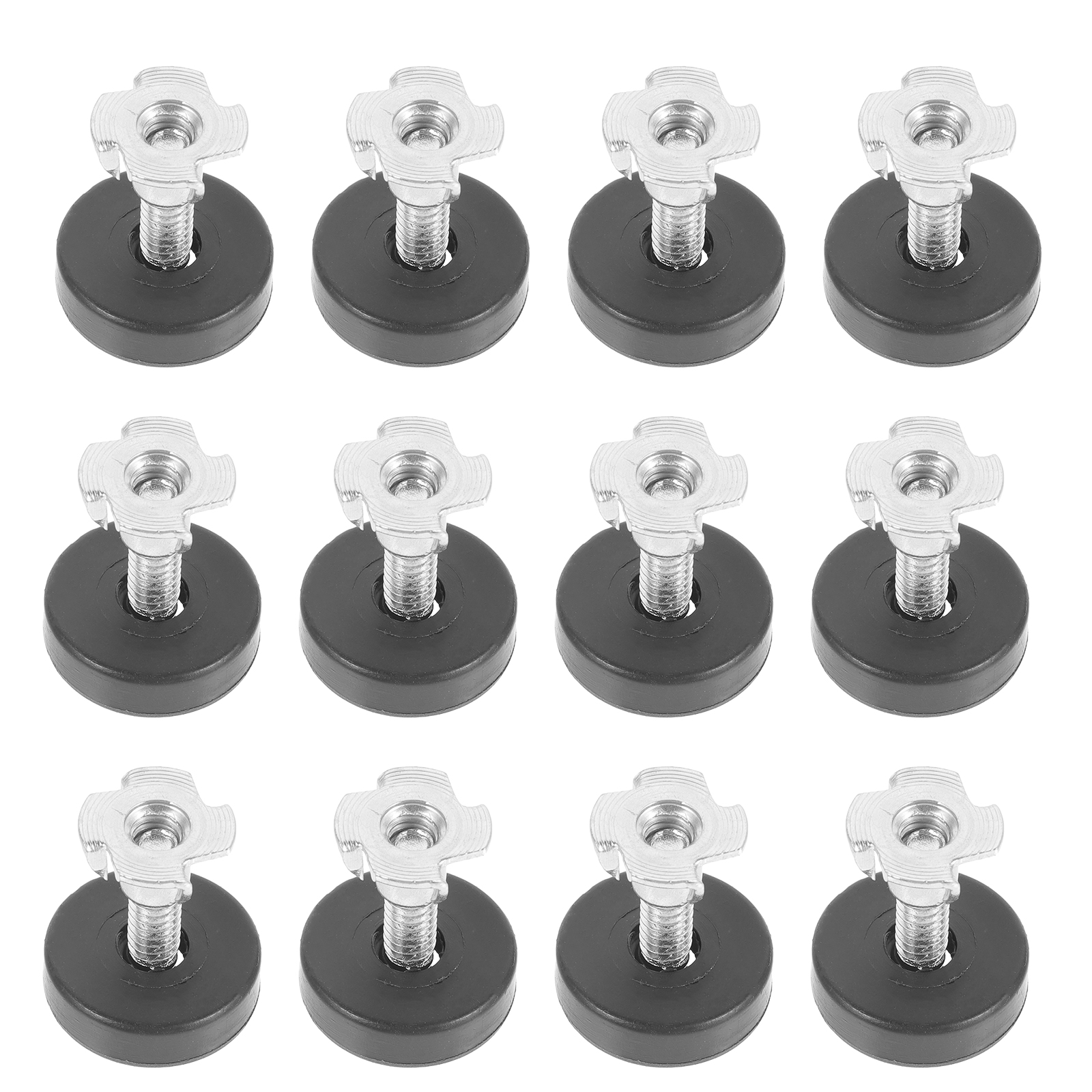 12 Pcs Adjustable Sofa Furniture Balance Feet with Square Nut Threaded Foot Pad Screw on Leveling Pads Leveler for Leg Levelers