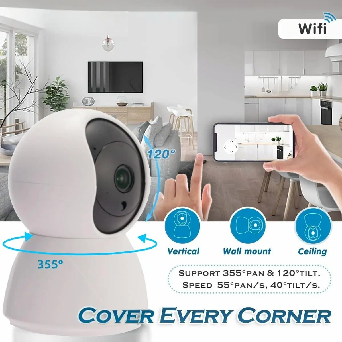 Tuya Smart Security Camera Indoor 2K with USB,355 Pan/Tilt Cameras for Home Security with Motion Detection,2-Way Talk
