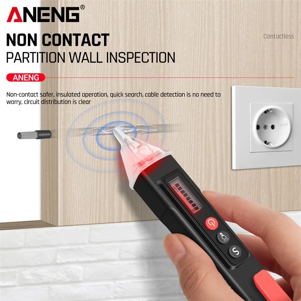 ANENG VC1010 เครื่องตรวจจับแรงดันไฟฟ้าแบบดิจิตอลปากกา 12-1000V แรงดันไฟฟ้า AC แบบไม่สัมผัสศูนย์ไฟสายไฟฟ้าเซนเซอร์เครื่องมือทดสอบ
