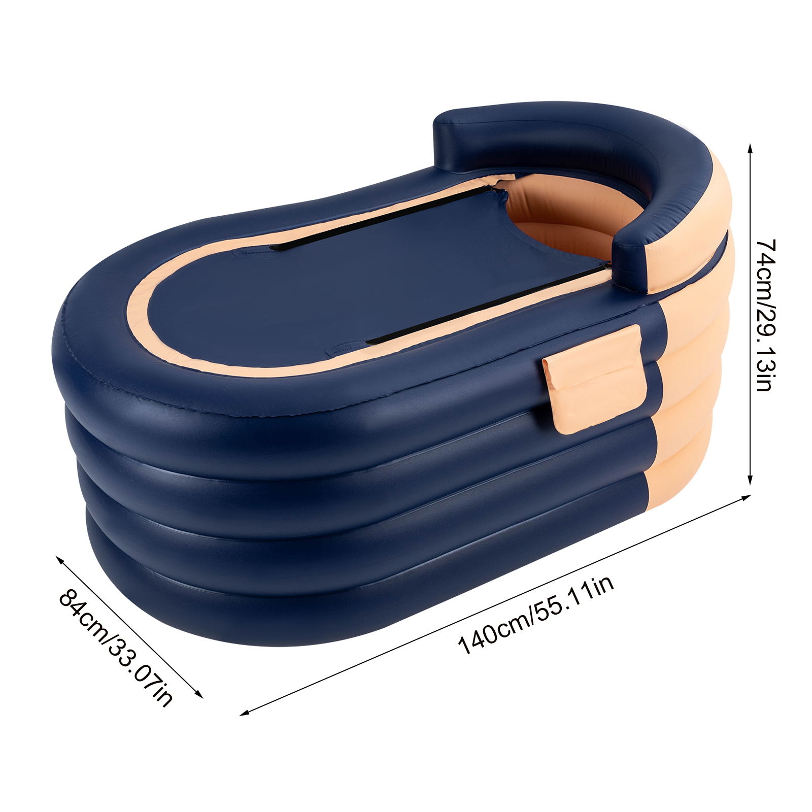 Aufblasbare Erwachsenen badewanne mit kabelloser elektrischer Luftpumpe für Heißwasser bad Eisbad blau/orange