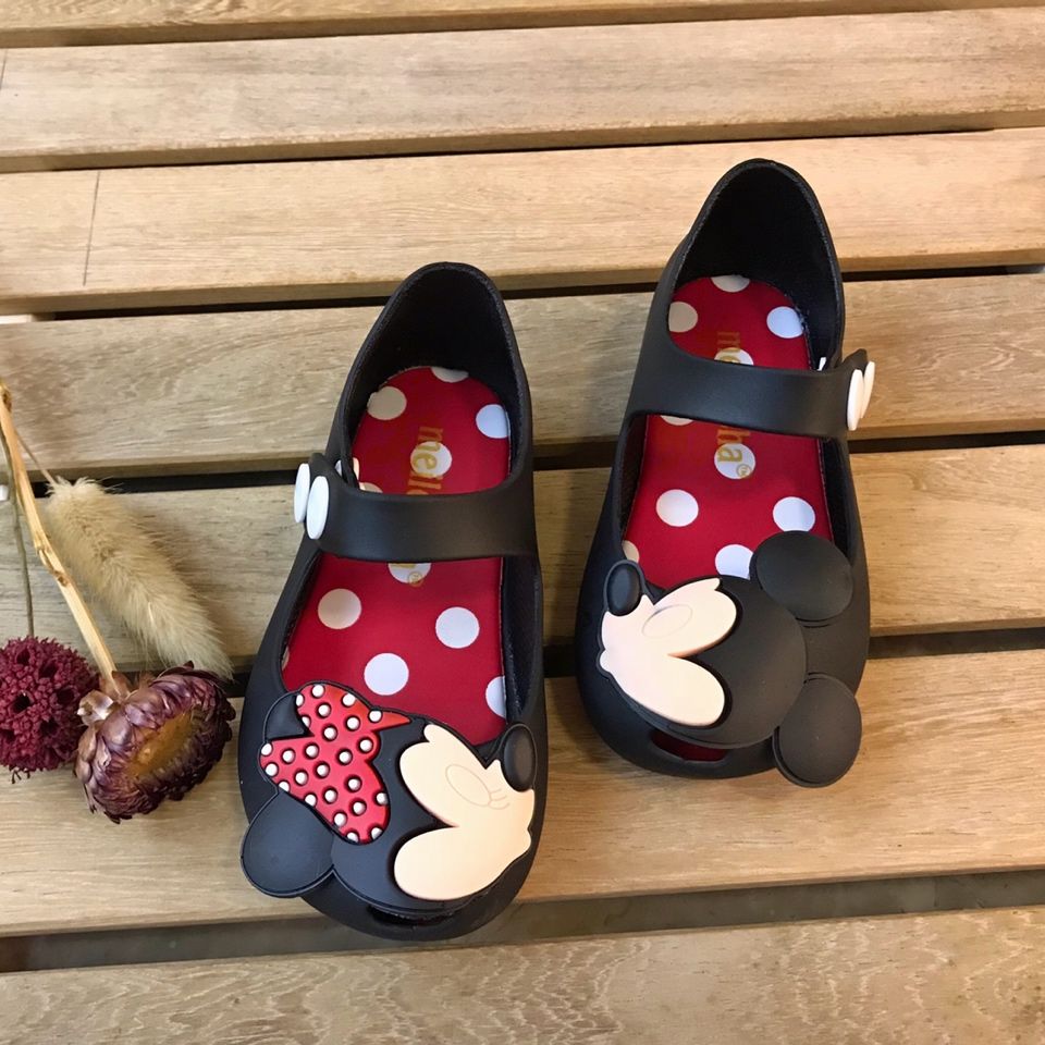 Disney dziecięce sandały dziewczęce Minnie Cartoon buty ogrodowe 1-6 lat wodoodporne galaretki czerwone czarne buty rozmiar 20-31