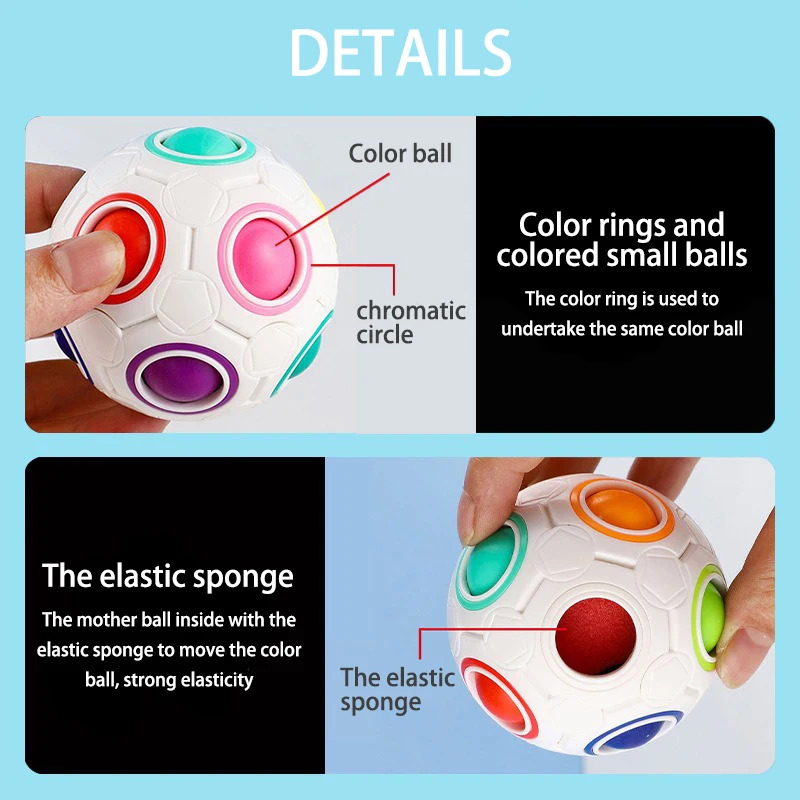 เด็ก Antistress Cube Rainbow Ball ปริศนาฟุตบอล Magic Cube การศึกษาการเรียนรู้ของเล่นเด็กผู้ใหญ่ความเครียด Reliever ของเล่น