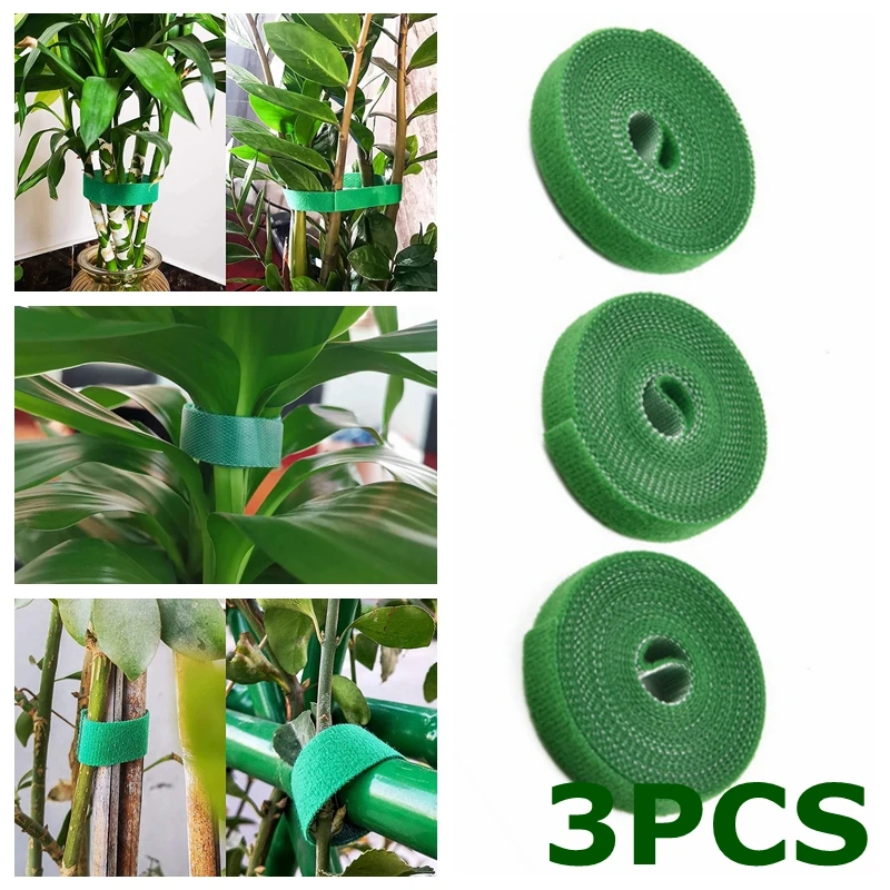 Cordel verde de nailon para plantas, lazo de gancho para jardín, Canl de bambú, envoltura de soporte, accesorios de jardín, 3 rollos
