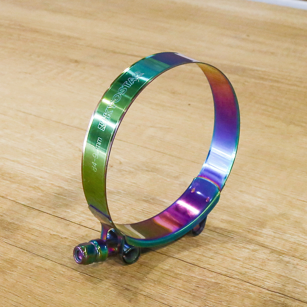 (レインボー&ゴールド) 1.75インチ～3.75インチ ネオクローム調整可能ステンレススチールホースクランプキット 53mm～105mm