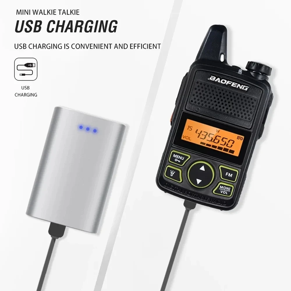 Baofeng Mini Walkie Talkie BF-T1 UHF 400-470MHz แบบพกพา 5W Two Way Radio1500mAh 20CH Transceiver Walkie Talkie สําหรับของขวัญเด็ก