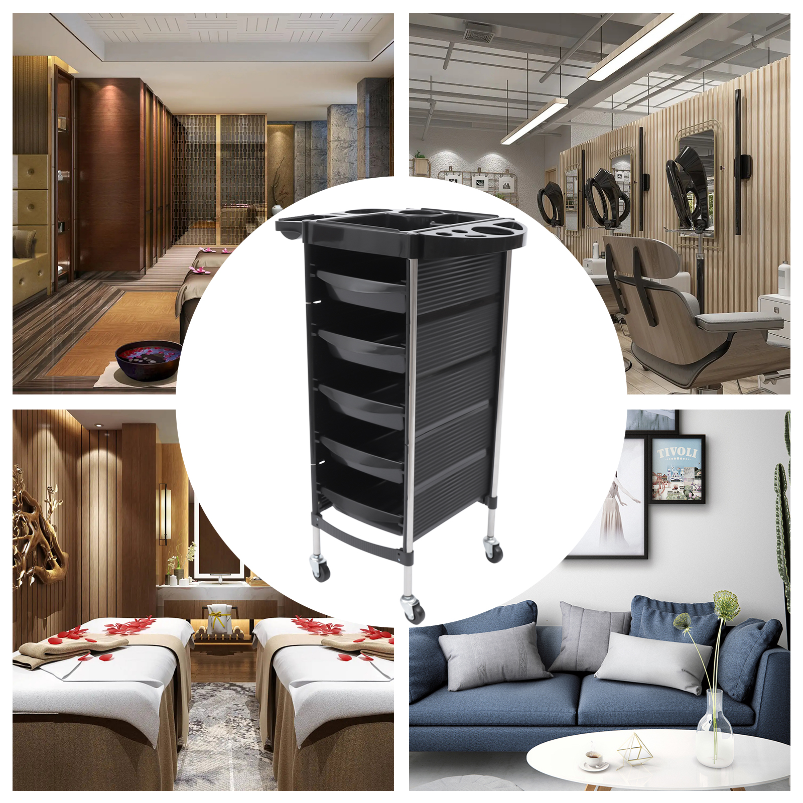 5 Ebenen Friseursalon Trolley Beauty Spa Friseur Schublade Wagen mit Rädern