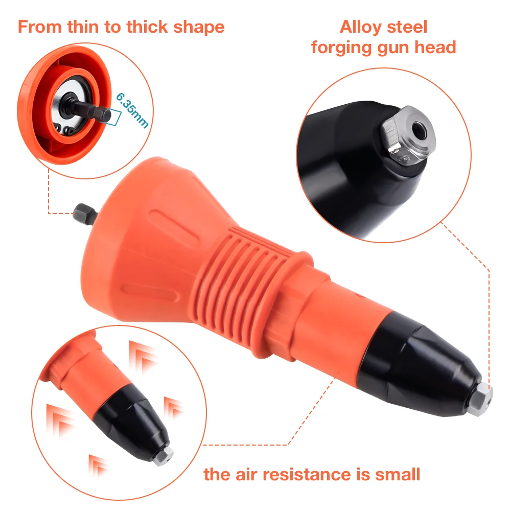 Adaptateur de pistolet à riveter électrique, machine à riveter 2,4 mm 3,2 mm 4,0 mm 4,8 mm, pistolet à riveter sans fil domestique, outil de rivetage rapide d'insertion de rivet DIY, pistolet à riveter à traction