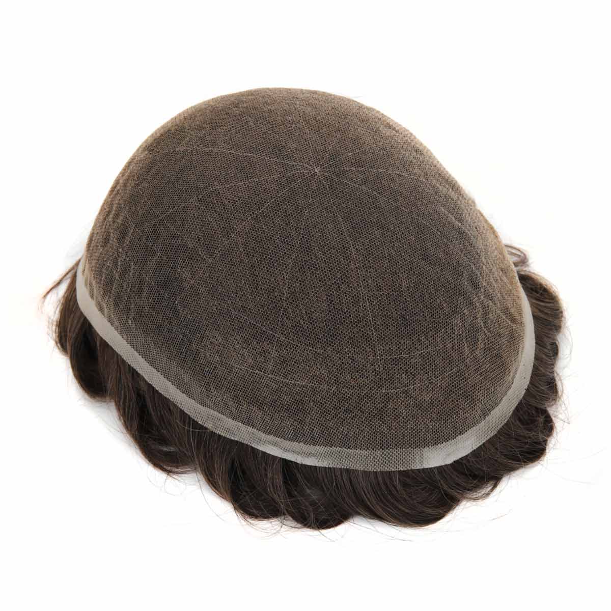 Topunique pleine dentelle suisse 90% lumière à moyenne lumière hommes toupet capillaire prothèse morceau de cheveux pour hommes système de remplacement de cheveux