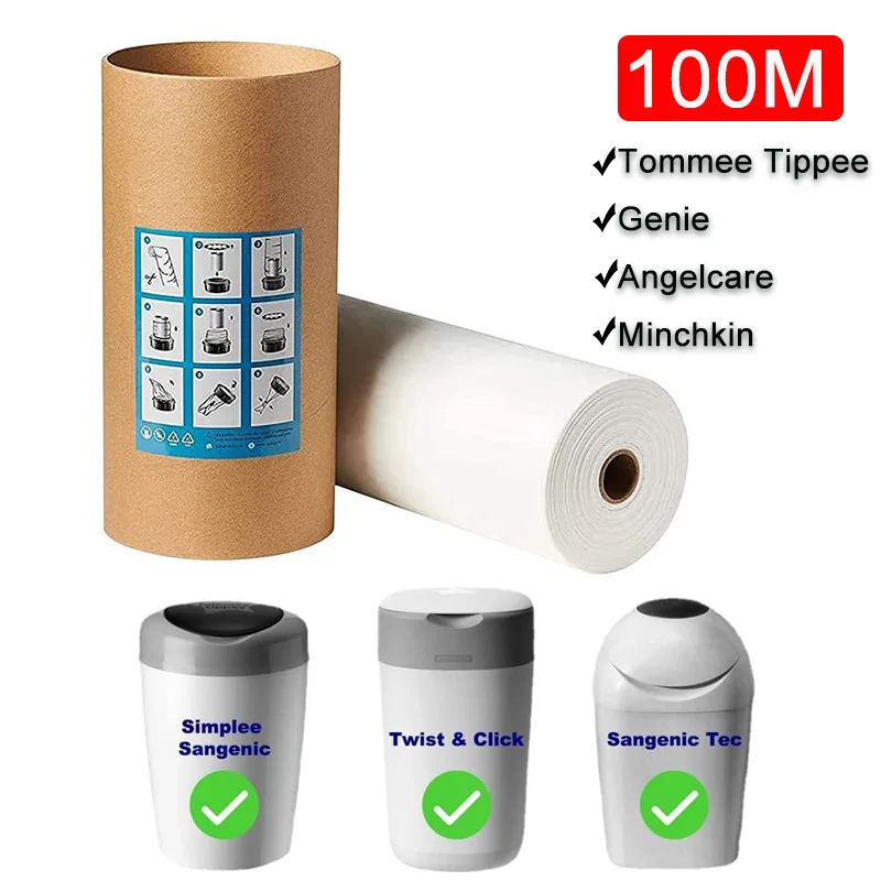 100m saco de fraldas infantil recarga saco de lixo para tommee tipee sangenic simxiee forangelcare para genie para munchkin para torção & cick