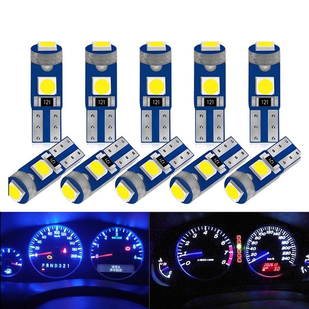10PCS Super Bright LED T5 3SMD รถแดชบอร์ดรถจักรยานยนต์ Light Wedge Instrument โคมไฟตัวบ่งชี้สัญญาณหลอดไฟ DC12V 3030smd