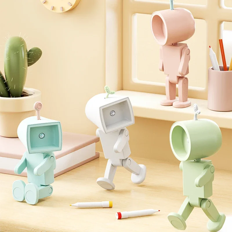 Kreative Astronaut Magnetische Nachtlicht LED Mini Quadratischen Roboter Mit Batterie Buch Lampe Desktop Nacht Holz Dekor Umgebungs Licht