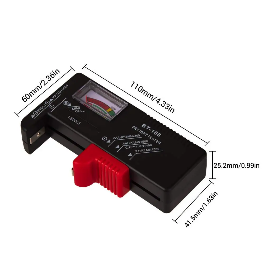 BT-168 AA/AAA/C/D/9V/1.5V uniwersalna komórka przycisku akumulatorowy miernik oznaczony kolorem wskazuje próbnik napięcia kontroler BT168