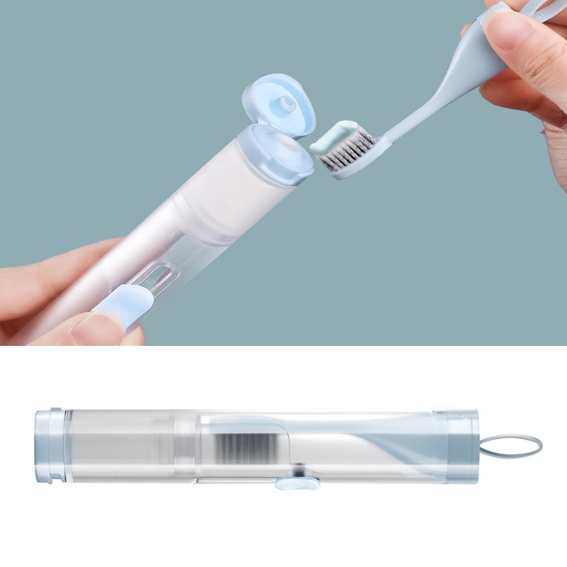 Portátil dobrável escova de dentes dobrável viagem acampamento caminhadas ao ar livre fácil de levar plástico dobrável escova de dentes kit armazenamento