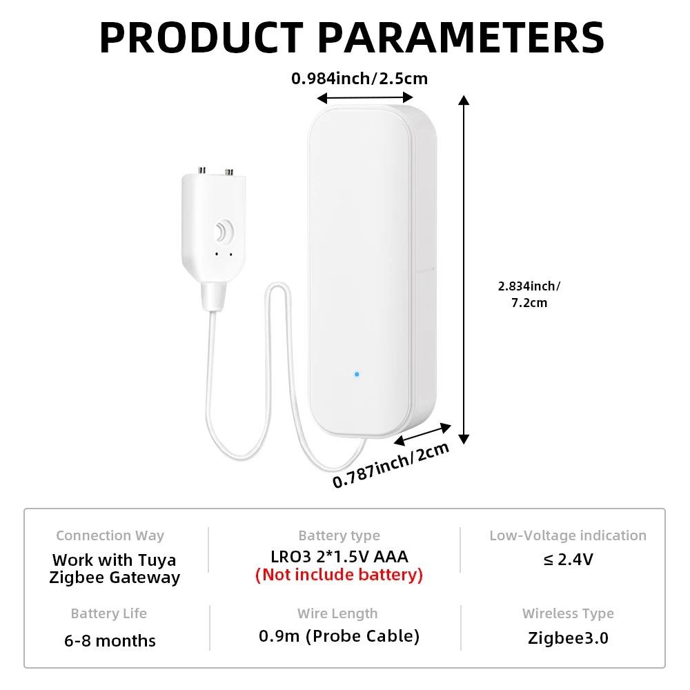 ONENUO TUYA Zigbee Детектор Утечки Воды Приложение Smart Life Удаленный Мониторинг Обнаружение Наводнения Охранная Сигнализац...