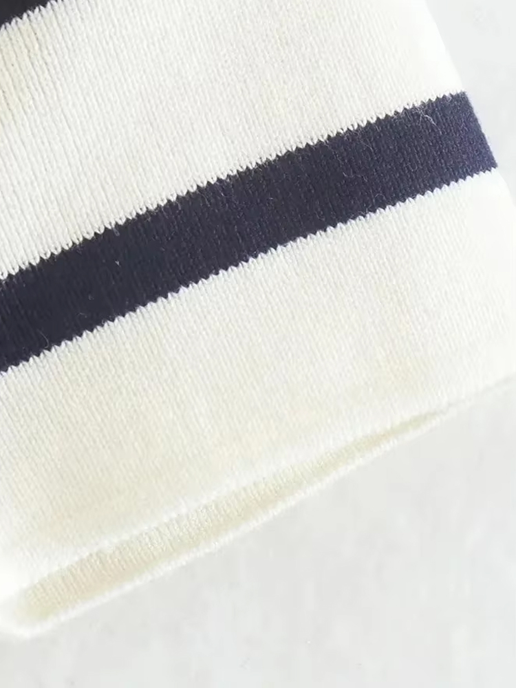 Damesmode Gestreepte Basic Cropped Gebreide Trui Vintage O Hals Korte Mouw Vrouwelijke Truien Chique Tops