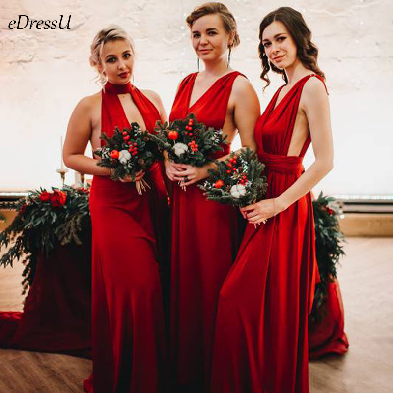 30 Farben Cabrio Multi-Way Brautjungfer Kleid A-Linie Abend griechischen Maxi sexy rot rosa elegante formale lange Kleid YSM-2035