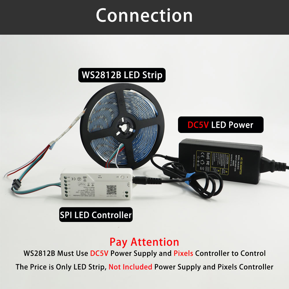WS2812B WS2812 RGB-LED-Streifenlicht, adressierbar, intelligent, einzeln Pixel, LED-Streifen, Klebeband, Seil, 30/60/74/96/144 Pixel/LEDs/M, DC5V