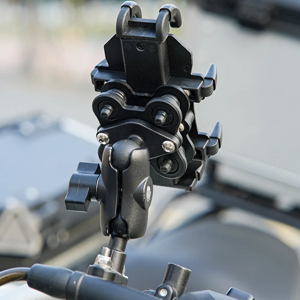 バイク用携帯電話ホルダー 360 °   耐衝撃 GPS ブラケットクリップ乗馬スクーター自転車バイクアクセサリー 4-6.7 インチ携帯電話用
