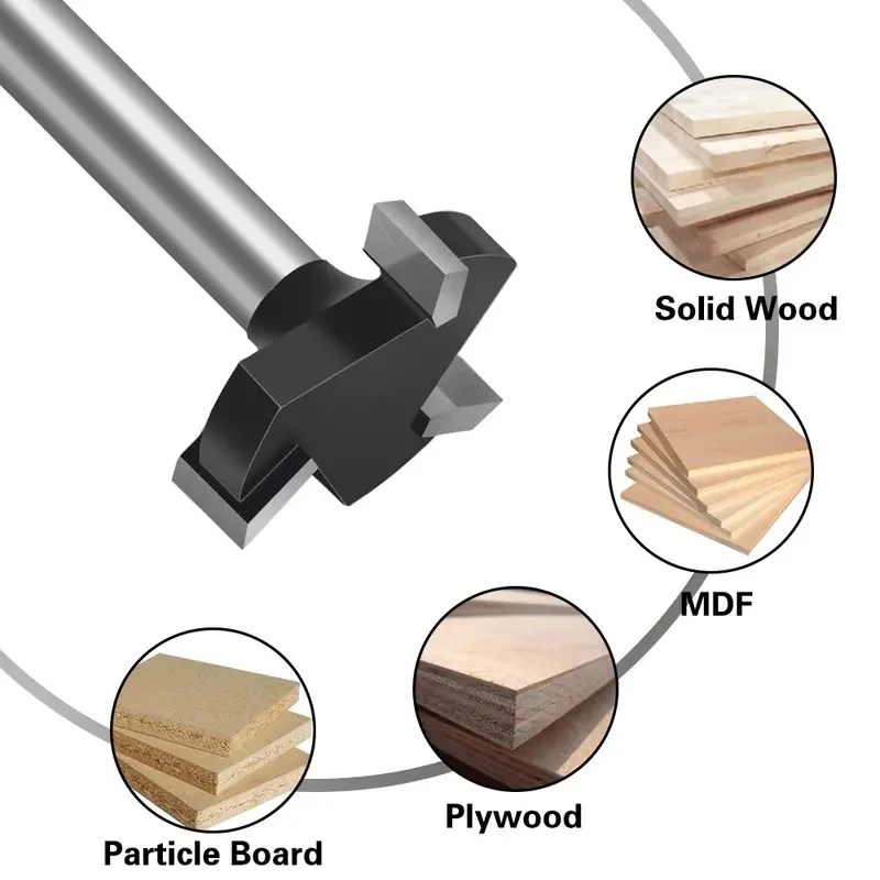 Fresa per la lavorazione del legno con gambo da 1/4 Fresa per scanalatura a forma di T Coltello per pulizia inferiore Coltello per scanalature utilizzato per tirare e scanalare