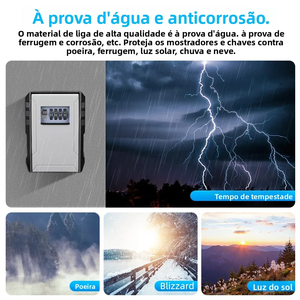 Awapow caixa de chave de senha de metal montada na parede 4 dígitos caixa de armazenamento de bloqueio de senha à prova d'água antirroubo caixa de chave segura de grande capacidade