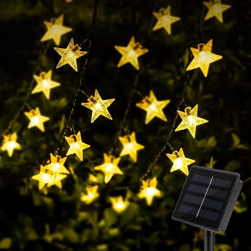 Solar String Lights LED Outdoor Waterproof Festival Garden Decorative Lights Ball Bee Cherry Star Lights Solar Star Light String