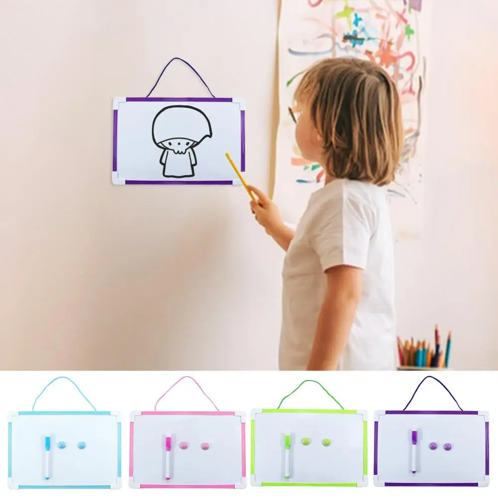 Magnetic Whiteboard Set with PVC Frame Smooth Writing Surface Erasable Writing Board Magnetic Dry Erase Board with Pen 2 Buckles