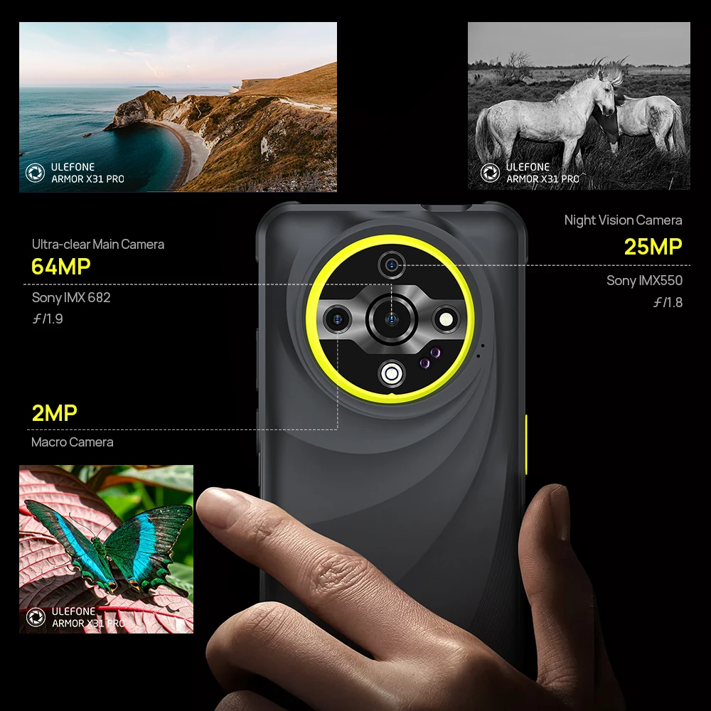 Ulefone-Armor X31 Proスマートフォン,頑丈な電話,Android 14, 5g,6.56インチ,16GB, 256GB,ナイトカメラ,64mp,6050mah,NFC,ワールドプレミア