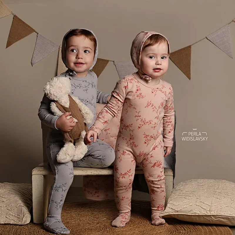 2025 Mail's otoño bebé alta calidad algodón recién nacido pies sombreros mantas niño niñas niños pijamas para dormir ropa 3m-18m