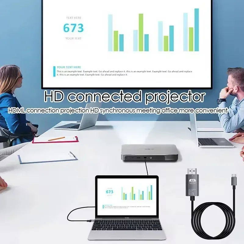 Type C to HDMI Adapter 4K 60Hz Type C Cable HDTV Converter Cable for iPhone 15 TV Converter MacBook Air iPad Samsung Book Laptop